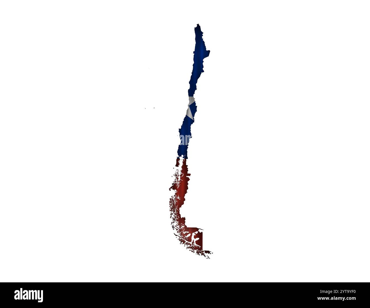 Mappa e Bandiera del Cile su ferro corrugato Foto Stock