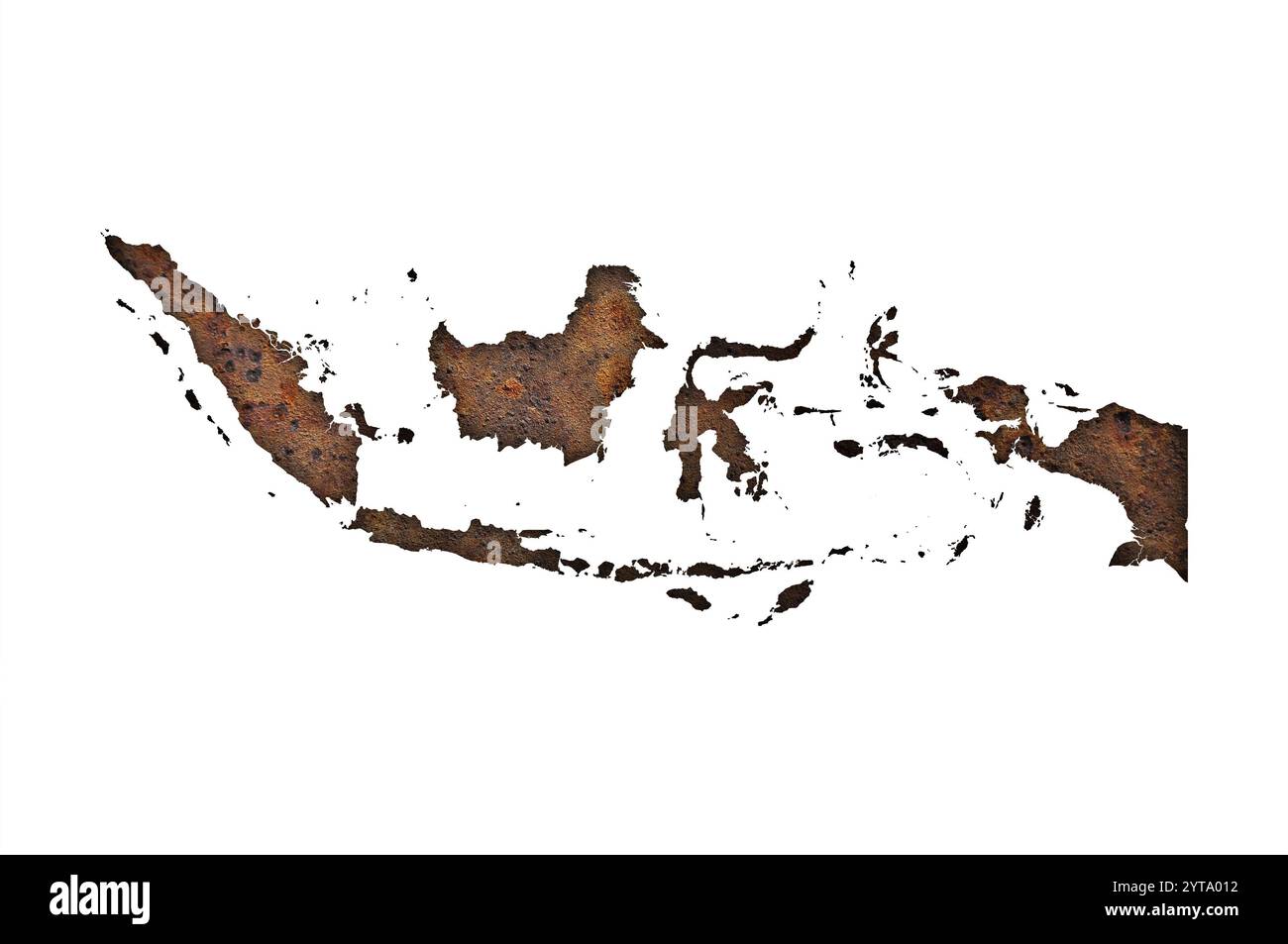 Mappa dell' Indonesia sul metallo arrugginito Foto Stock