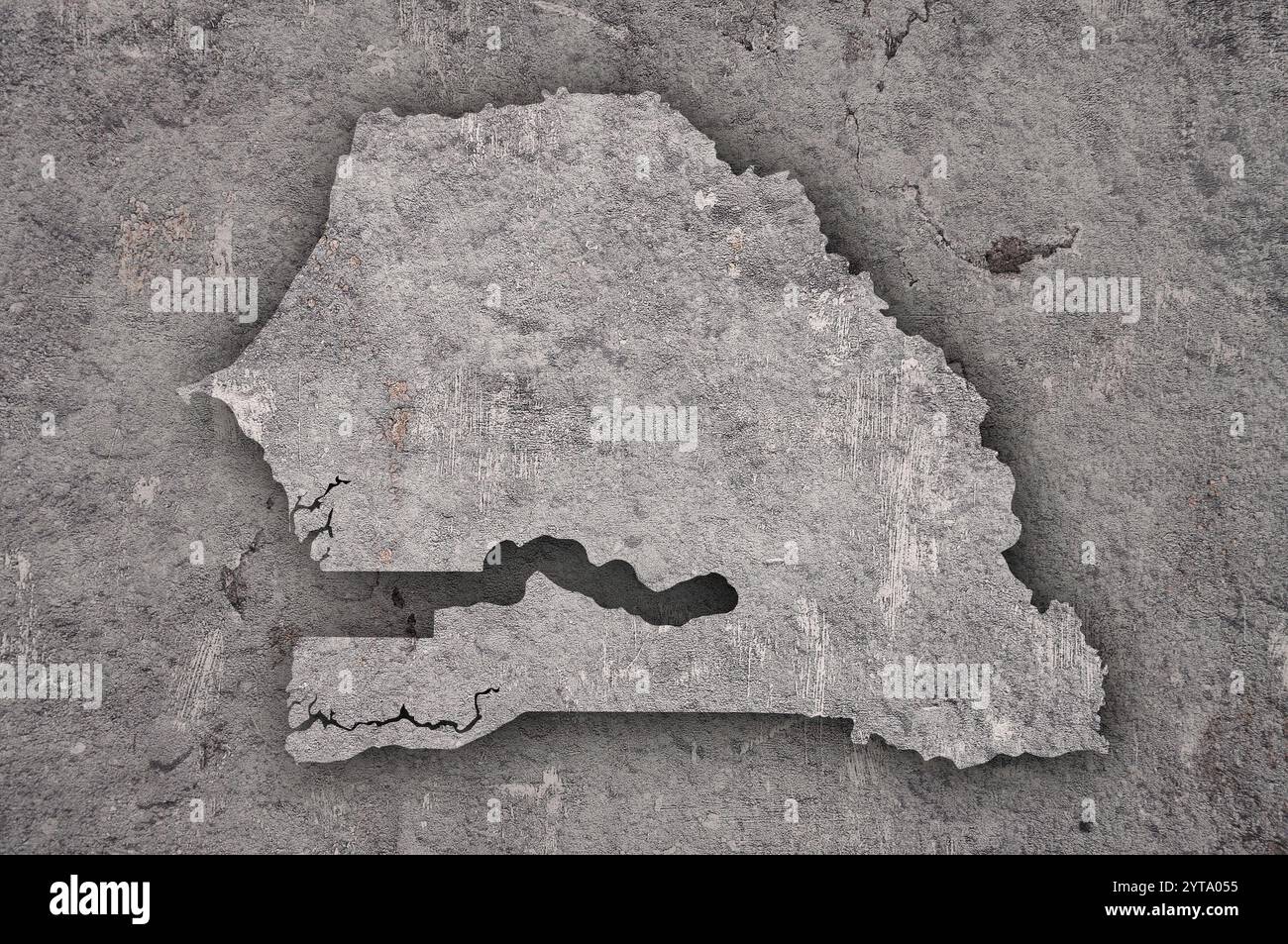 Mappa del Senegal su cemento intemperie Foto Stock