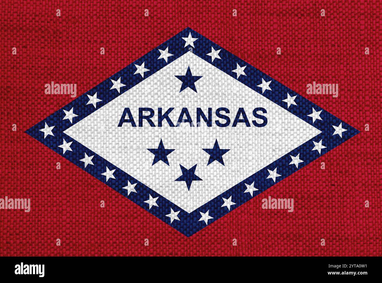 Bandiera dell'Arkansas sulla vecchia biancheria Foto Stock