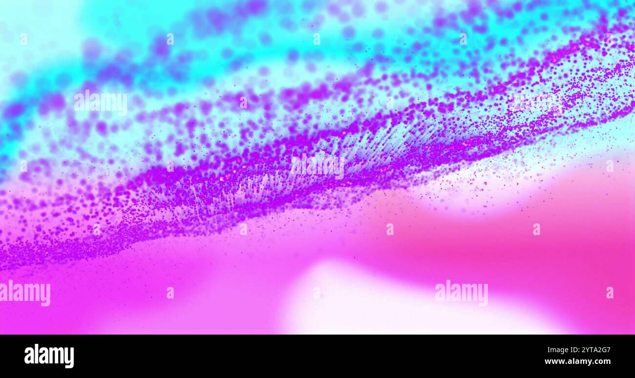 Immagine astratta con particelle rosa e blu vibranti che fluttuano nei livelli Foto Stock