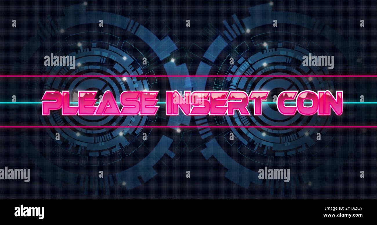 Inserire l'immagine di testo a moneta sull'interfaccia digitale circolare futuristica Foto Stock