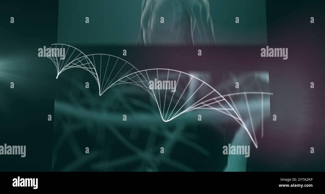 Immagine del filamento di DNA sulla grafica della ricerca scientifica Foto Stock