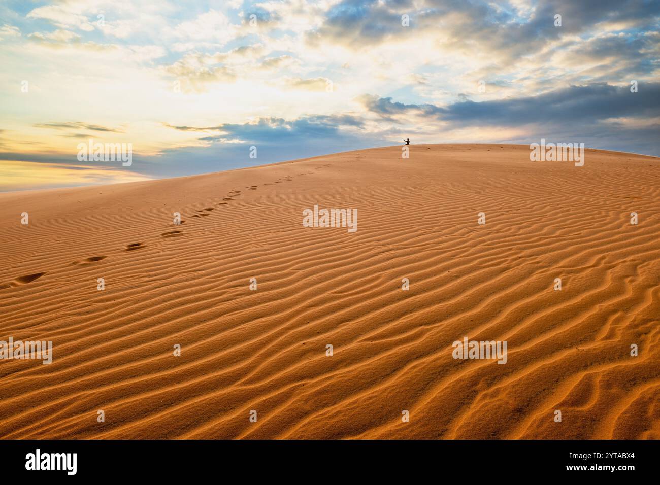 Scenario delle dune di sabbia rossa situato a Mui ne in Vietnam Foto Stock