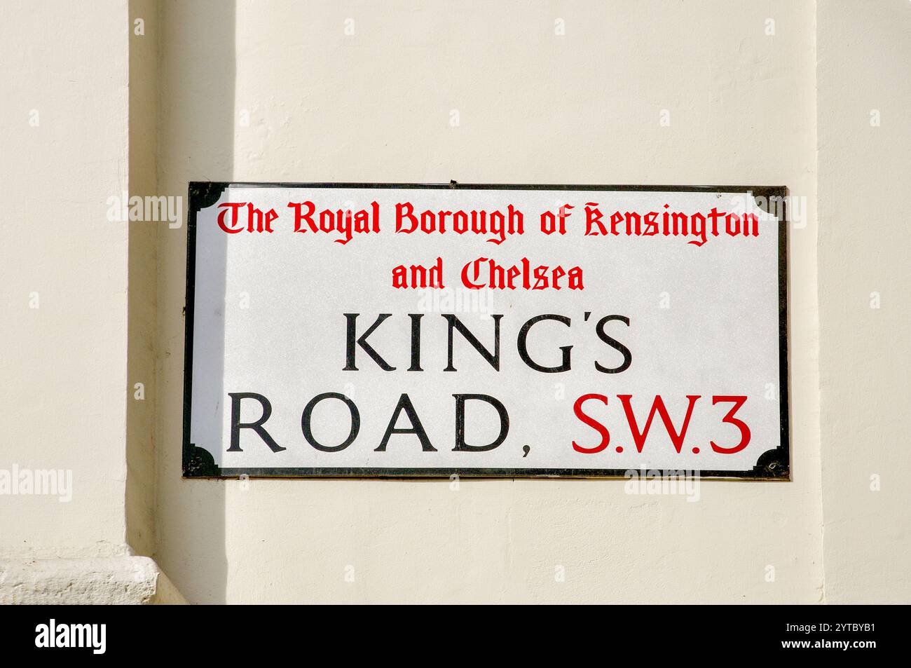 Cartello stradale, King's Road, Chelsea, Royal Borough of Kensington and Chelsea, Greater London, Inghilterra, Regno Unito Foto Stock