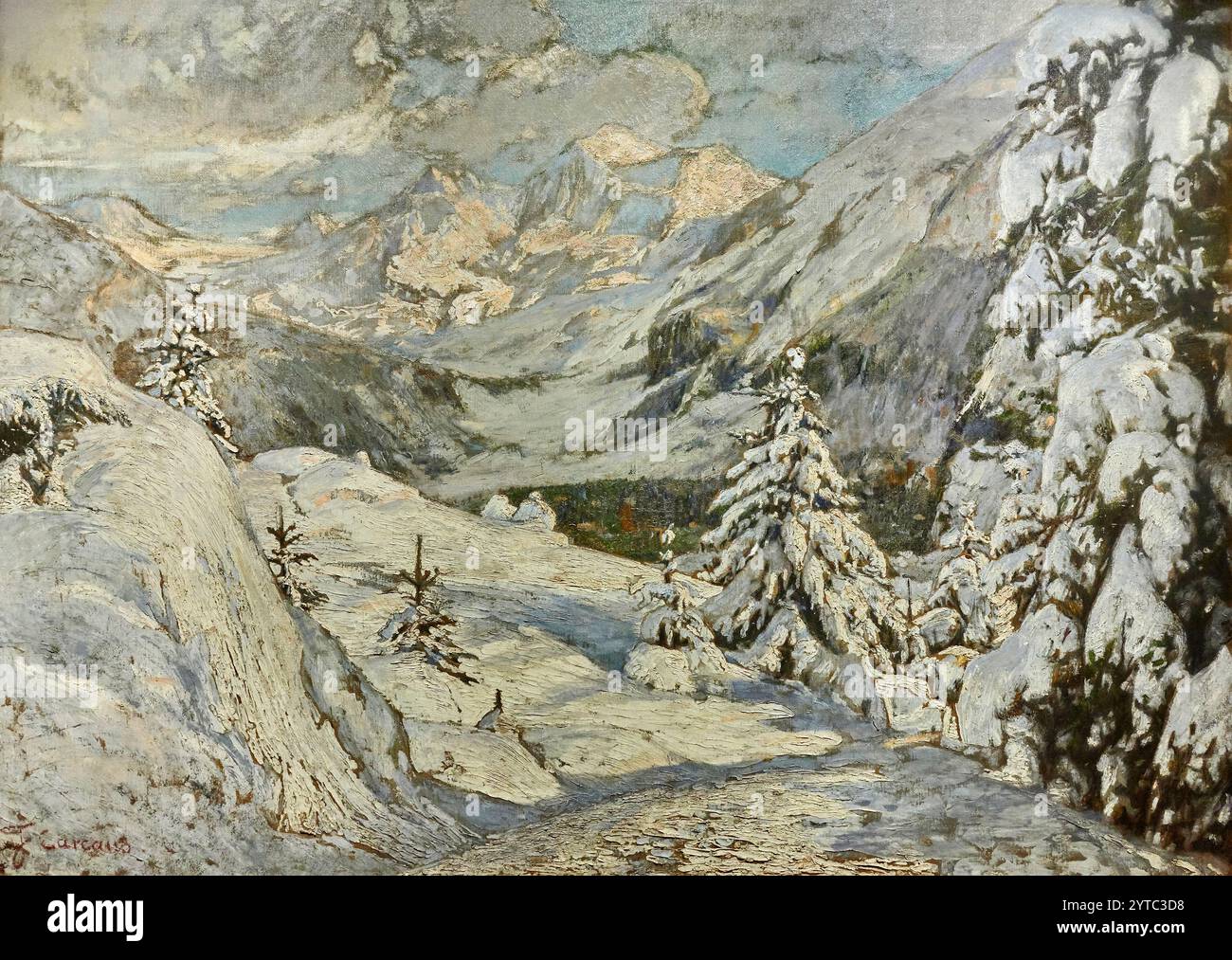 In pieno inverno (Inverno in Engadina) - olio su tela - Filippo Carcano - 1909 - Milano, gallerie d'Italia, Collezione Fondazione Cariplo Foto Stock