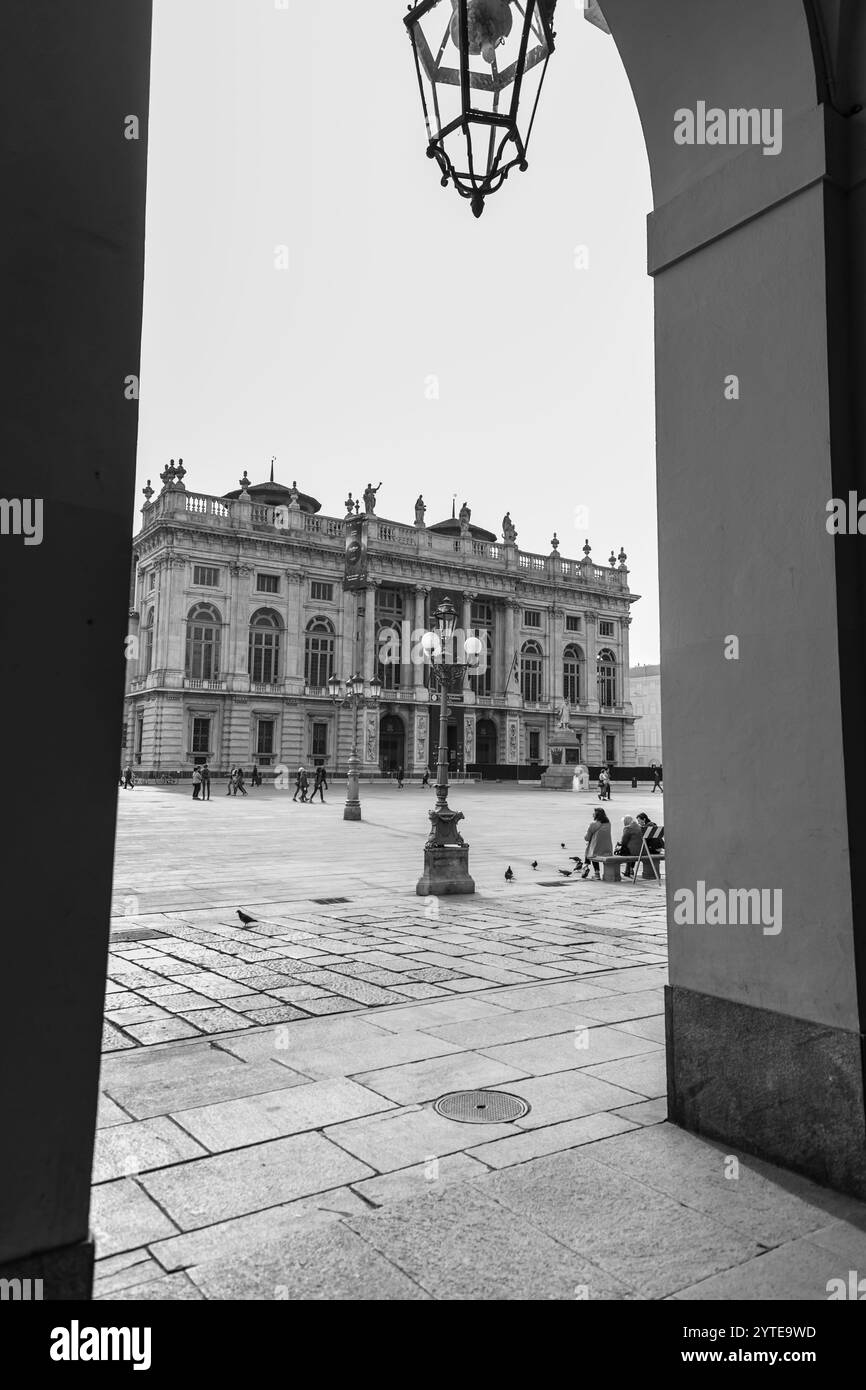 Torino, 27 marzo 2022: Palazzo Madama e Casaforte degli Acaja è un palazzo torinese. Situato in Piazza Castello. Foto Stock