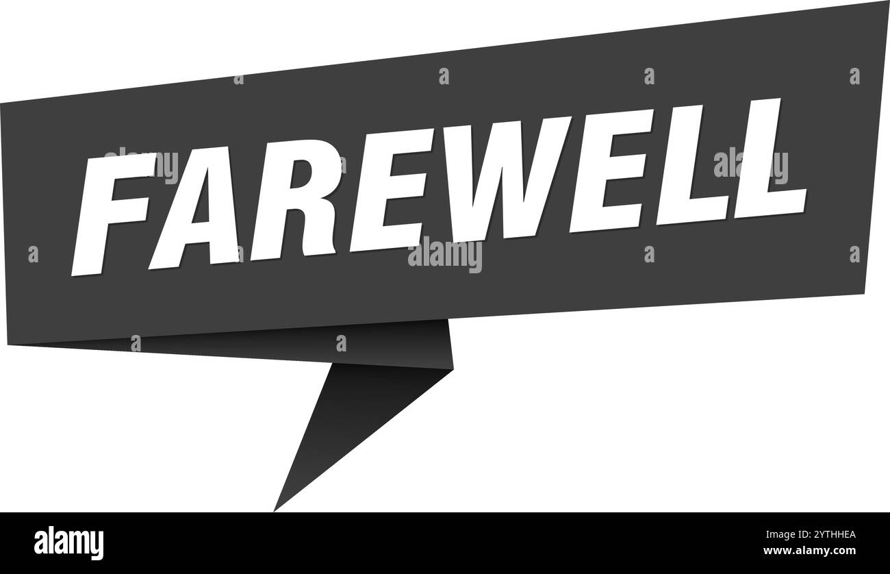 striscione di addio. bolla di addio, etichetta, adesivo, nastro, modello di cartello Illustrazione Vettoriale