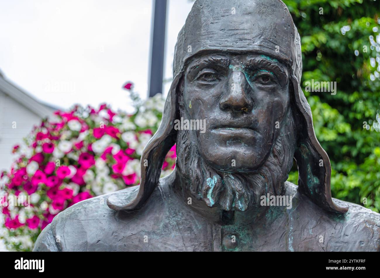 STAVANGER, NORVEGIA - 14 LUGLIO 2014: Statua del Vekter (guardiano della città) di R. Christensen (1995) a Stavanger, Norvegia Foto Stock