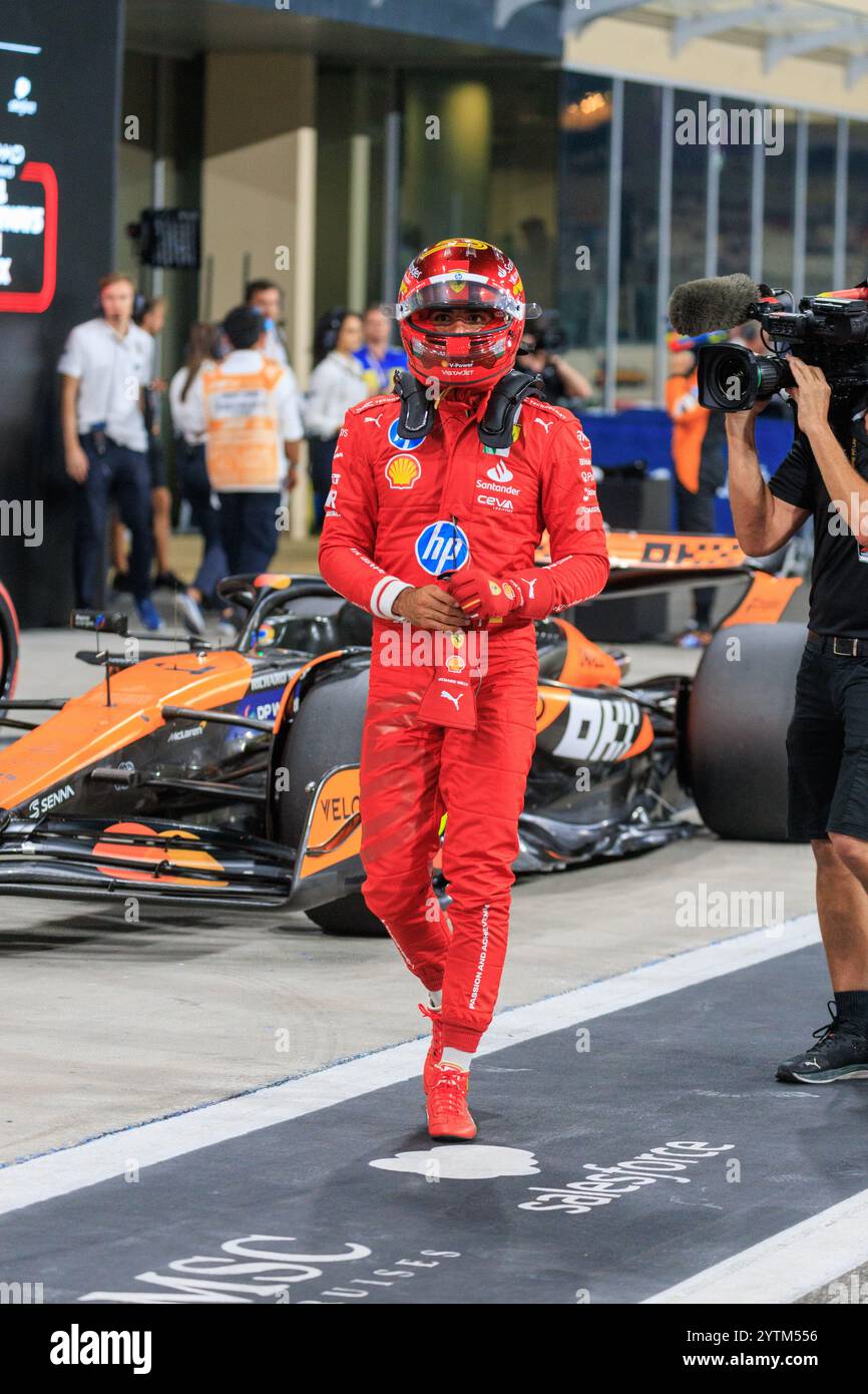 Yas Marina, Abu Dhabi. 7 dicembre 2024. 12/7/2024 - Carlos Sainz Jr. (ESP) - Scuderia Ferrari - Ferrari SF-24 - Ferrari durante la sessione di sabato di Formula 1 Etihad Airways Abu Dhabi Grand Prix 2024, Yas Marina, Abu Dhabi 6-8 dicembre 2024 (foto di Alessio De Marco/Sipa USA) crediti: SIPA USA/Alamy Live News Foto Stock