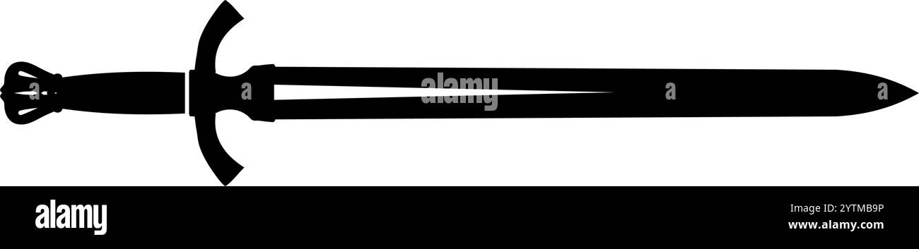 silhouette di spada medievale Illustrazione Vettoriale