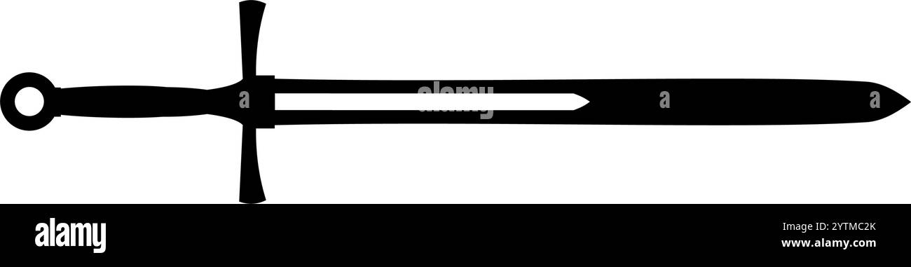 silhouette di spada medievale Illustrazione Vettoriale