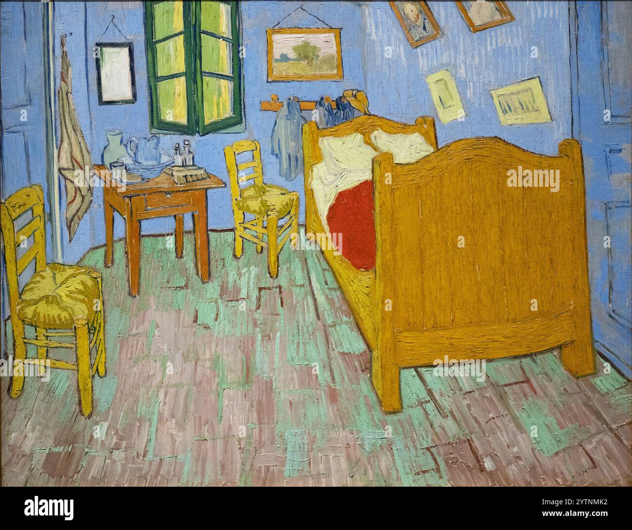 Van Gogh la camera da letto,1889; Vincent Van Gogh dipinto della camera da letto di Van Gogh nella casa gialla, pittura ad olio del XIX secolo, arte post-impressionista. Foto Stock