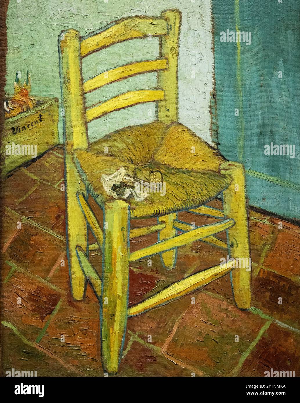 Van Gogh's Chair,1888; Vincent Van Gogh painting, 19th Century painting, post-Impressionist art, Van Gogh Paintings; Van Gogh Chair, Galleria Nazionale Foto Stock