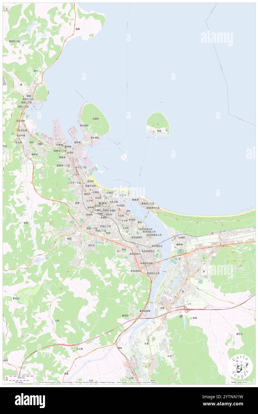 Castello di Karatsu, Karatsu Shi, JP, Giappone, Saga, N 33 27' 12'', N 129 58' 42'', MAP, Cartascapes Map pubblicata nel 2024. Esplora Cartascapes, una mappa che rivela i diversi paesaggi, culture ed ecosistemi della Terra. Viaggia attraverso il tempo e lo spazio, scoprendo l'interconnessione del passato, del presente e del futuro del nostro pianeta. Foto Stock