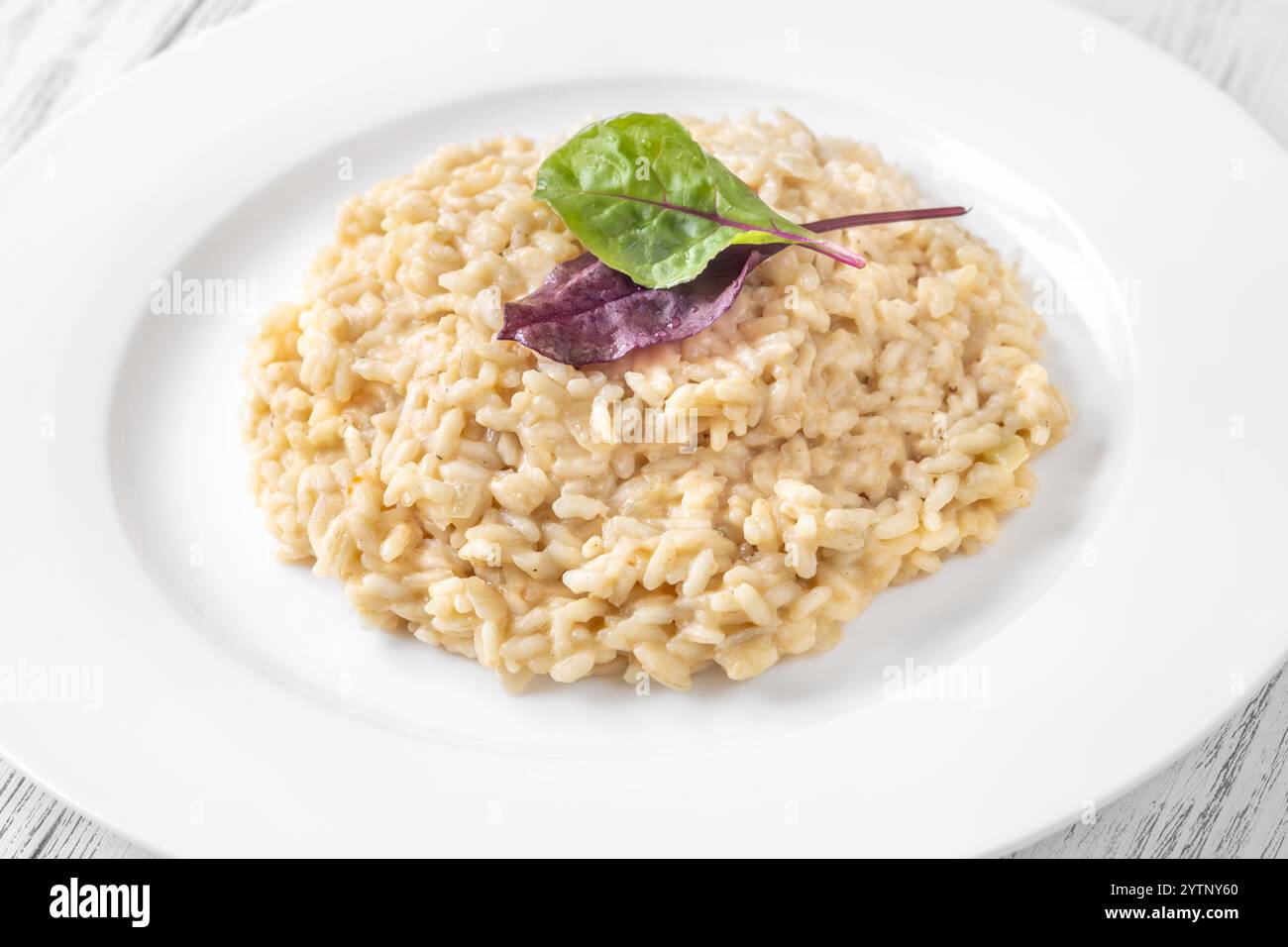 Risotto cremoso con foglie di bietola fresche, vivace e saporito Foto Stock