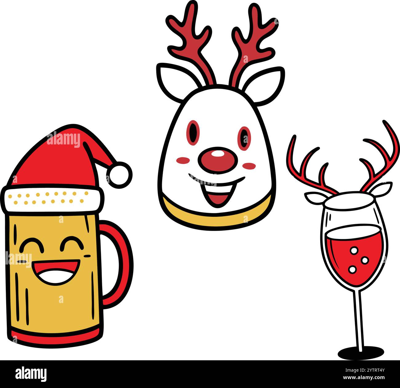 Reindeer e Holiday Drinks Design Illustrazione Vettoriale