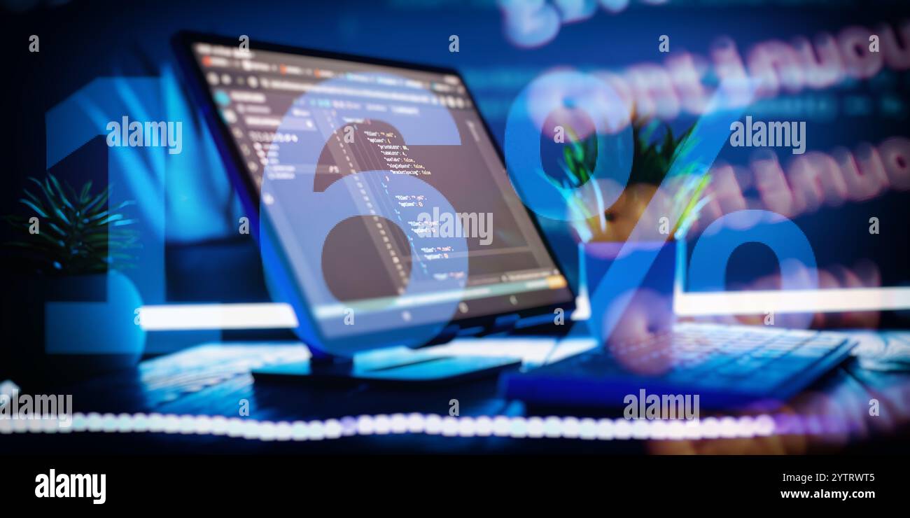 Sviluppo del concetto di programmazione e codifica nel settore della tecnologia digitale Foto Stock