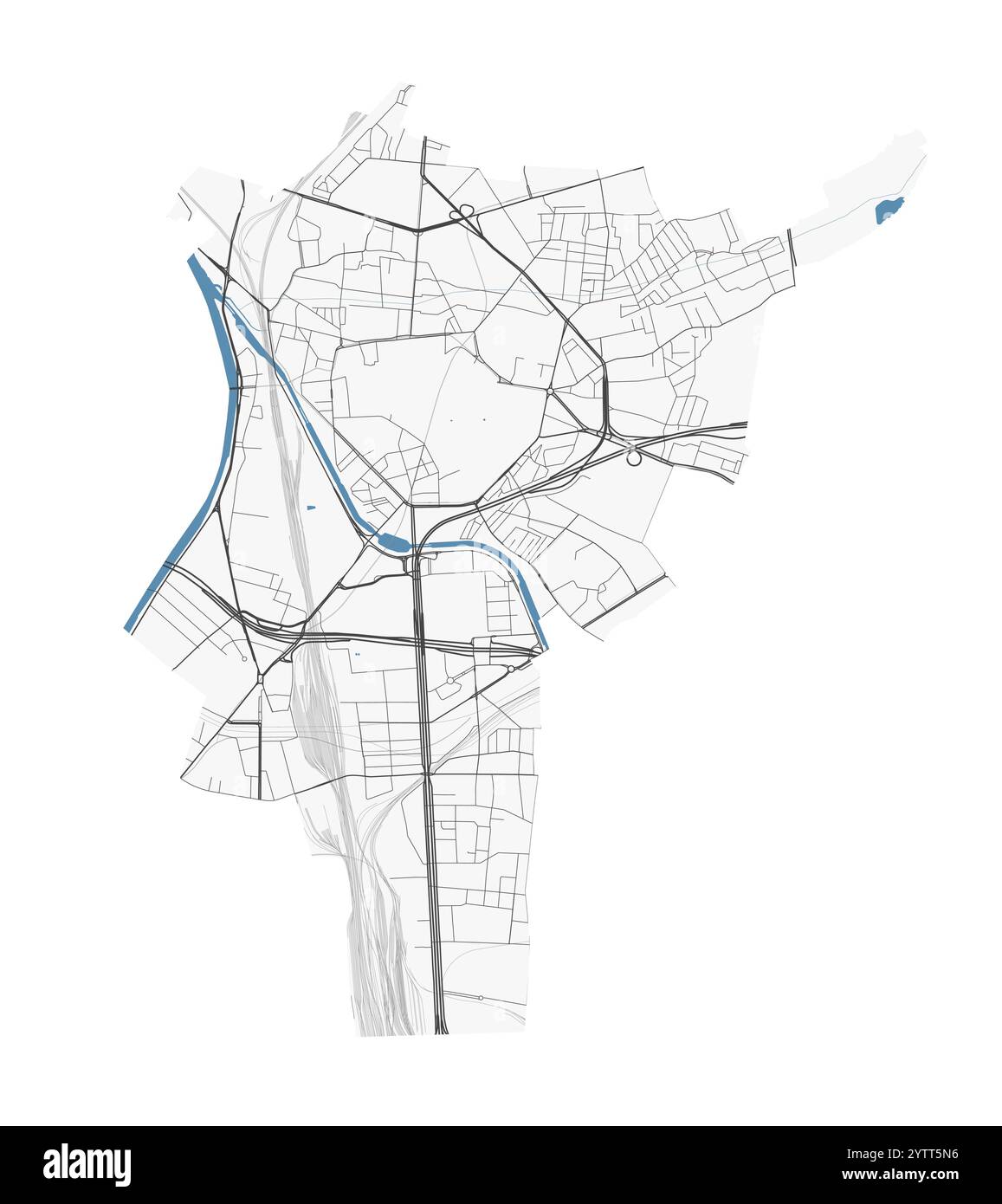 Mappa di Saint-Denis, Francia. Mappa vettoriale dettagliata della città, area metropolitana. Mappa stradale con strade. Illustrazione Vettoriale