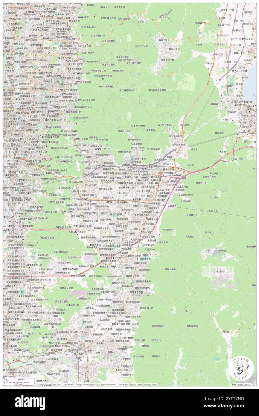 Yamashina Ku, Ky?to-shi, JP, Giappone, Kyoto, N 34 58' 59'', N 135 48' 59'', MAP, Cartascapes Map pubblicata nel 2024. Esplora Cartascapes, una mappa che rivela i diversi paesaggi, culture ed ecosistemi della Terra. Viaggia attraverso il tempo e lo spazio, scoprendo l'interconnessione del passato, del presente e del futuro del nostro pianeta. Foto Stock