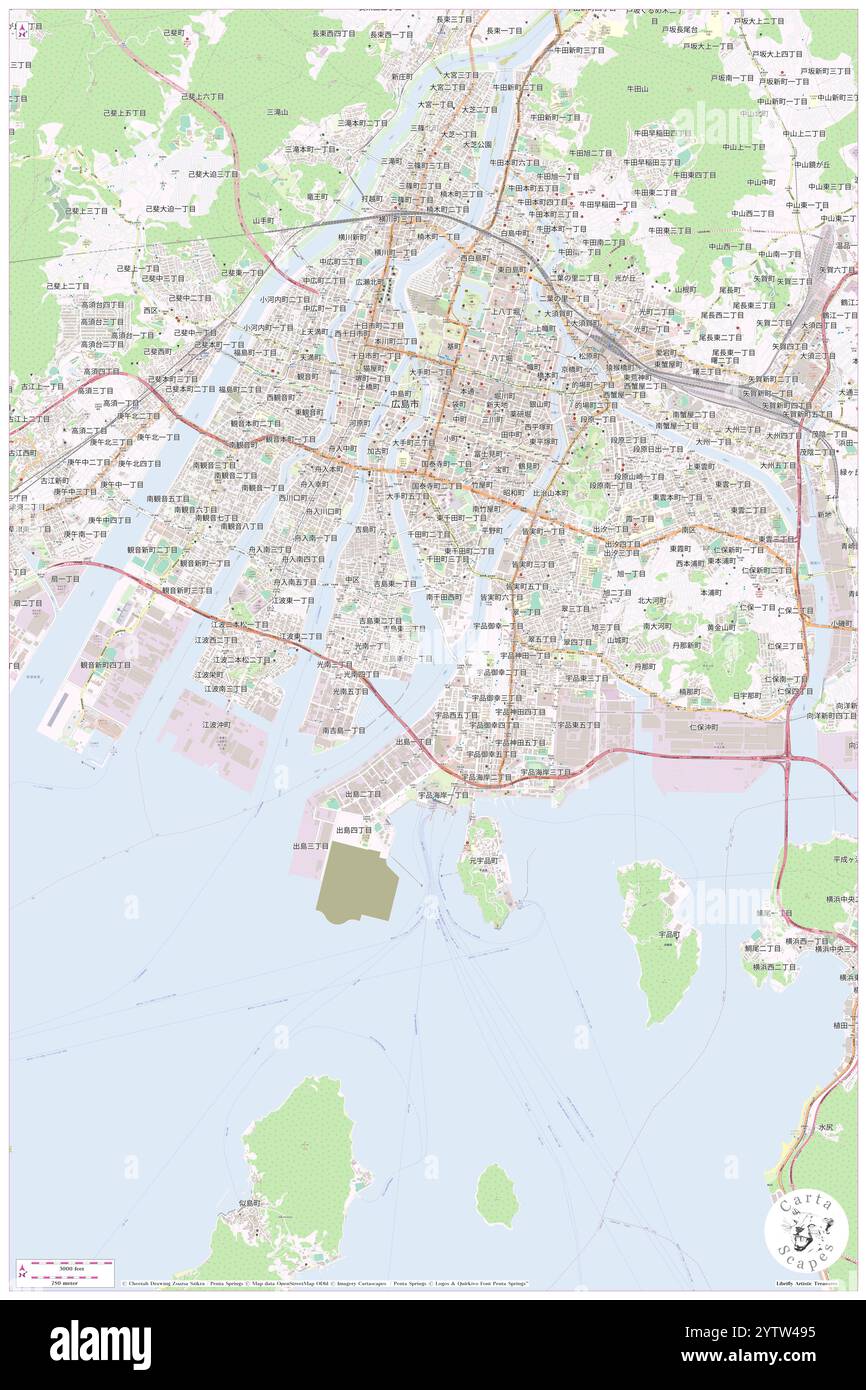 Motoyasu gawa, , JP, Giappone, Hiroshima, N 34 22' 2'', N 132 27' 18'', MAP, Cartascapes Map pubblicata nel 2024. Esplora Cartascapes, una mappa che rivela i diversi paesaggi, culture ed ecosistemi della Terra. Viaggia attraverso il tempo e lo spazio, scoprendo l'interconnessione del passato, del presente e del futuro del nostro pianeta. Foto Stock