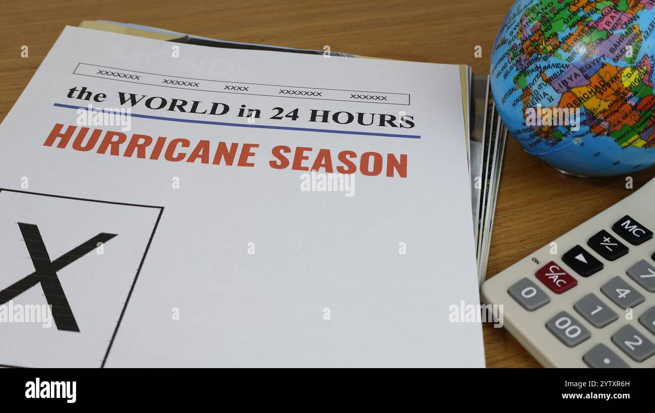 Hurricane Season News Letter spazio per testo in copia parte di una serie. Foto Stock