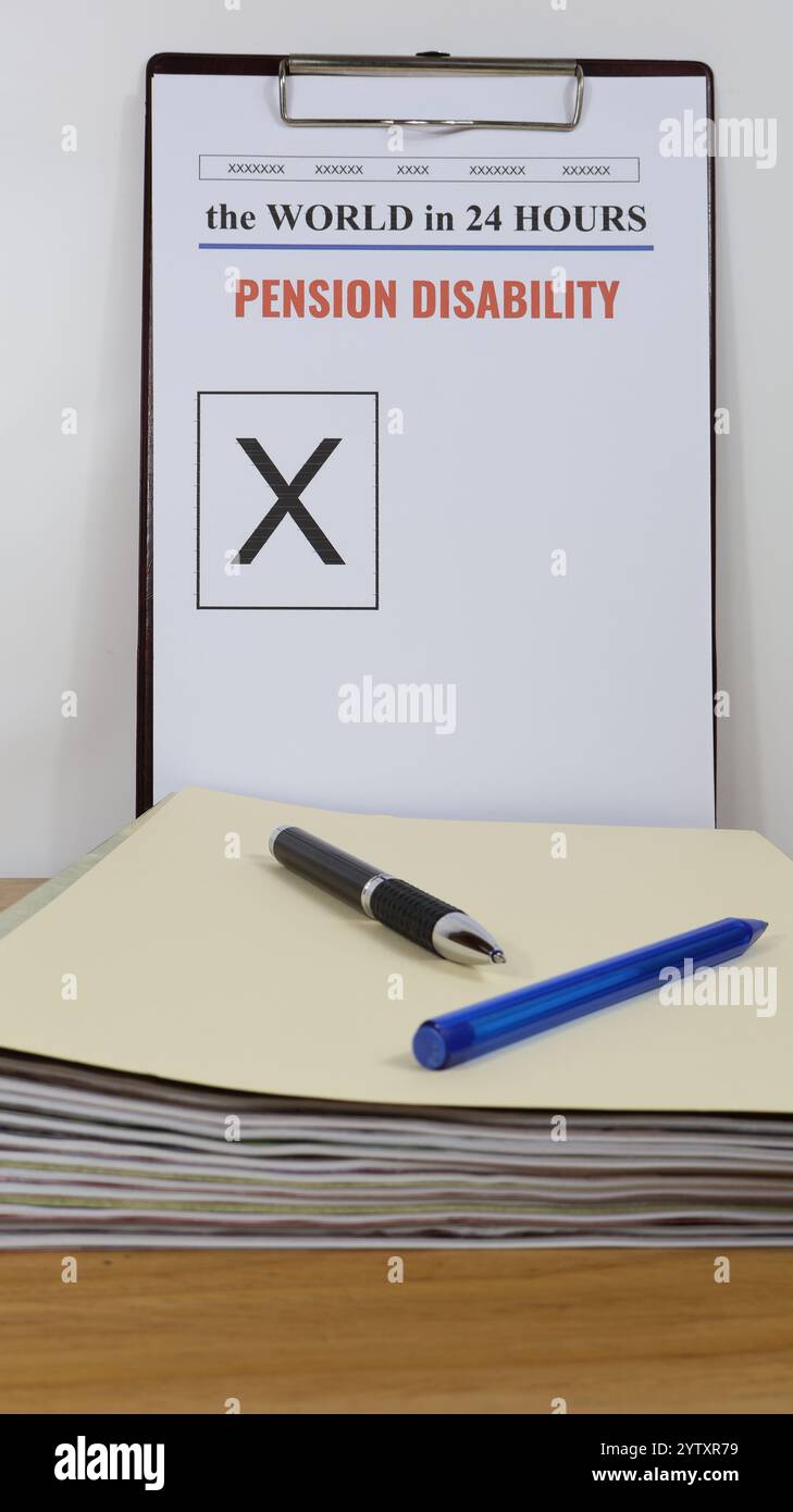 Spazio per testo in copia parte di una serie di notizie sulla disabilità pensionistica. Foto Stock