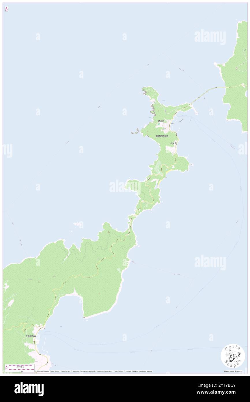 Nishi Zaki, Satsumasendai Shi, JP, Giappone, Kagoshima, N 31 45' 20'', N 129 46' 29'', MAP, Cartascapes Map pubblicata nel 2024. Esplora Cartascapes, una mappa che rivela i diversi paesaggi, culture ed ecosistemi della Terra. Viaggia attraverso il tempo e lo spazio, scoprendo l'interconnessione del passato, del presente e del futuro del nostro pianeta. Foto Stock