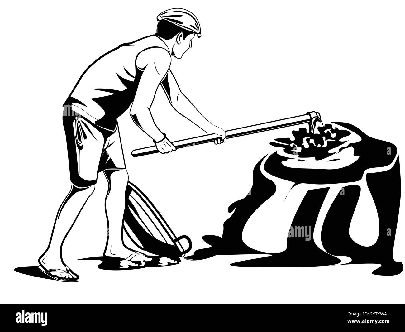 Campo di lavoro degli agricoltori. Agricoltore asiatico che lavora su campi di riso all'aperto in Agricultural of Asia. Lavoratore in campagna Illustrazione Vettoriale