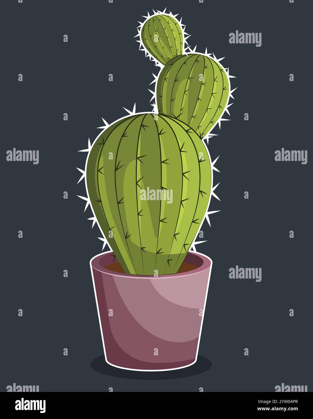 Piante per la casa cactus in pentole cactus decorativi Illustrazione Vettoriale