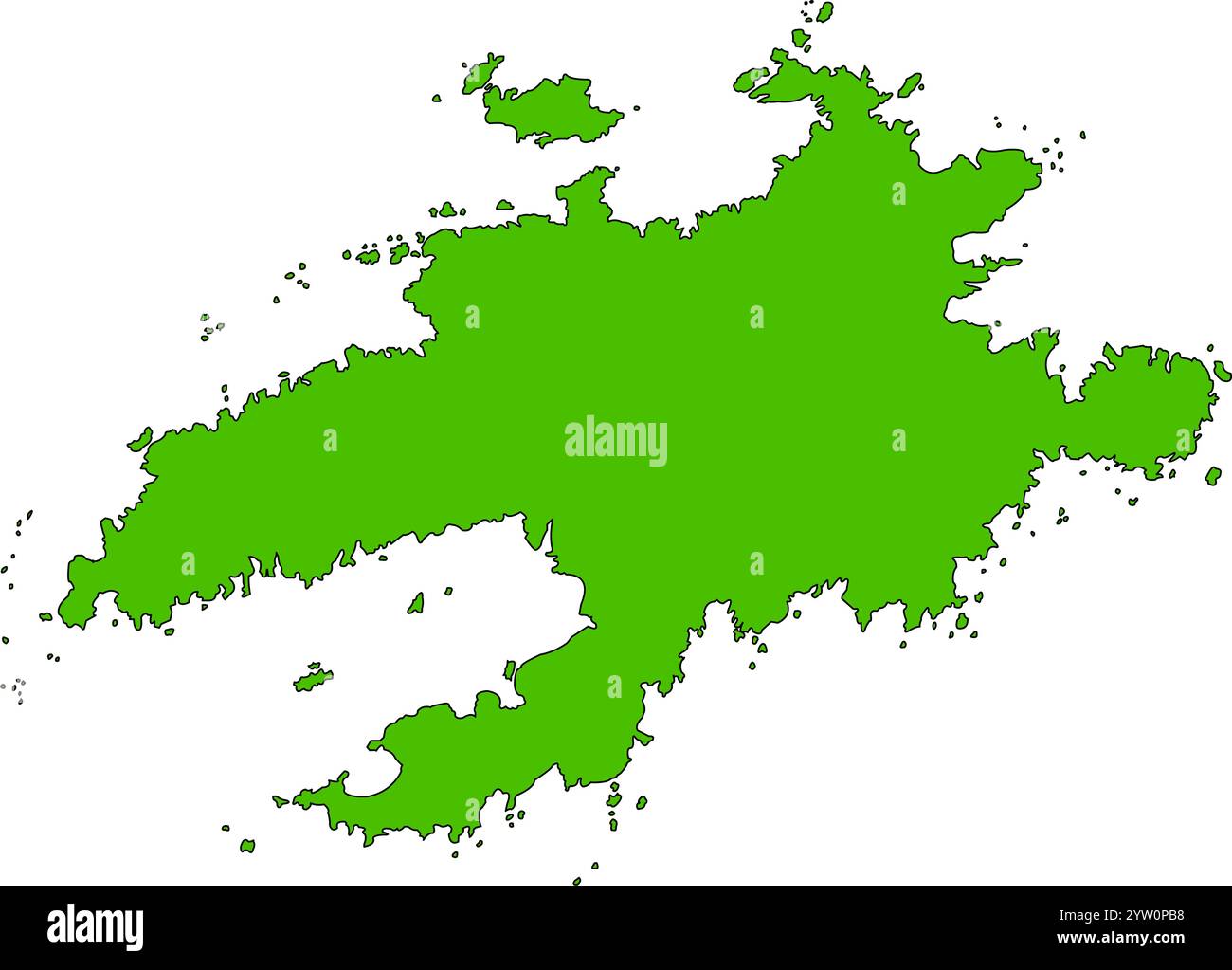 Mappa dell'isola di Ushant (bretone: Eusa - francese: Ouessant) Illustrazione Vettoriale