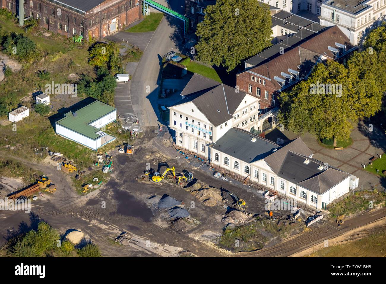 Vista aerea, museo Hoesch nella zona industriale di Westfalenhütte, cantiere, Borsigplatz, Dortmund, regione della Ruhr, Renania settentrionale-Vestfalia, Germa Foto Stock