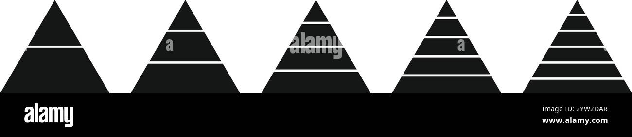 Livelli di piramide triangolare. Grafico a piramide triangolare. Diagramma a strato Maslow. Infografica sul livello di sviluppo. Grafico aziendale. Illustrazione vettoriale Illustrazione Vettoriale