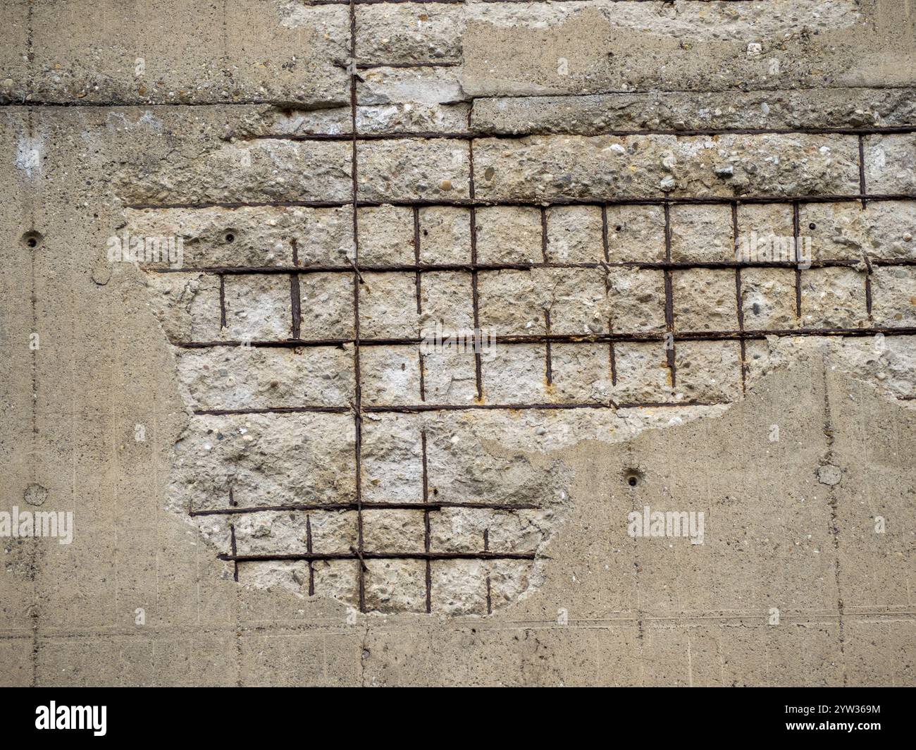 Sfondo vecchio con cemento e metallo arrugginito Foto Stock