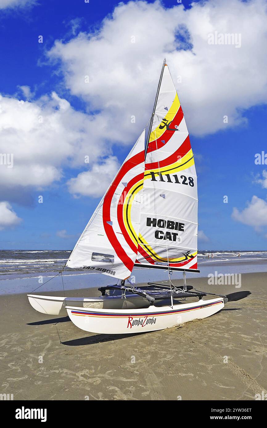 Catamarano sulla spiaggia dell'isola di Wangerooge Frisia Orientale bassa Sassonia Foto Stock