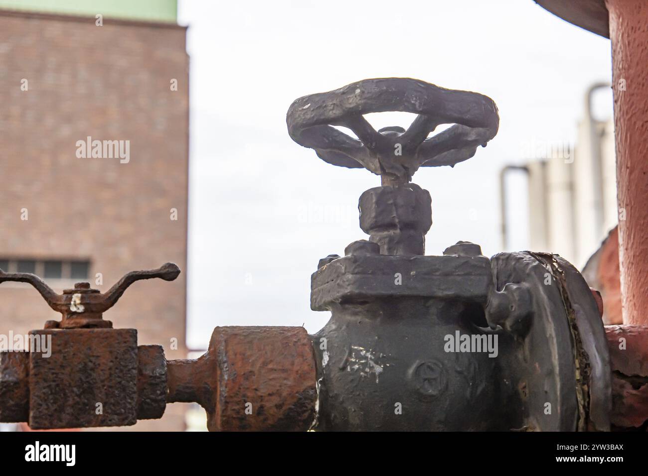 Dettagli di edifici industriali vecchi di 100 anni Foto Stock
