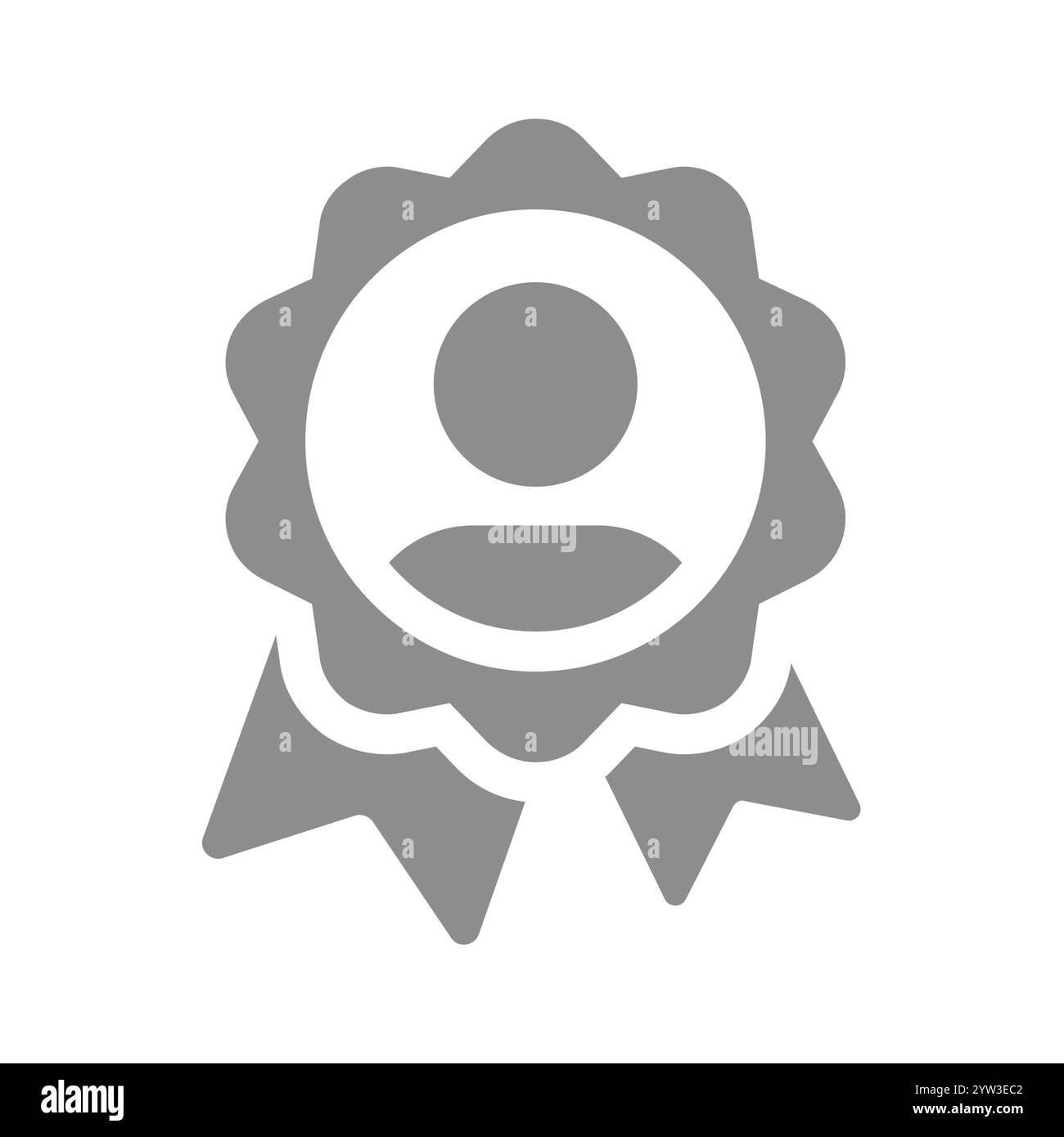 Cliente o utente assegnato con badge premio nastro. Simbolo dipendente del mese o a scelta delle persone. Illustrazione Vettoriale