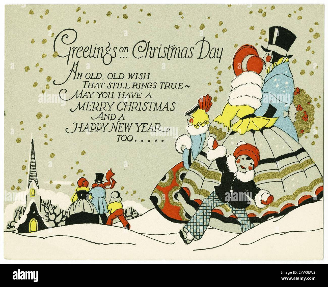 Art Deco 1928 buon Natale e felice anno nuovo Card Foto Stock