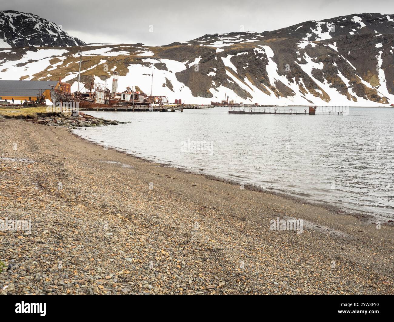 King Edward Cove e rovine di caccia alle balene, Grytviken, Georgia del Sud Foto Stock