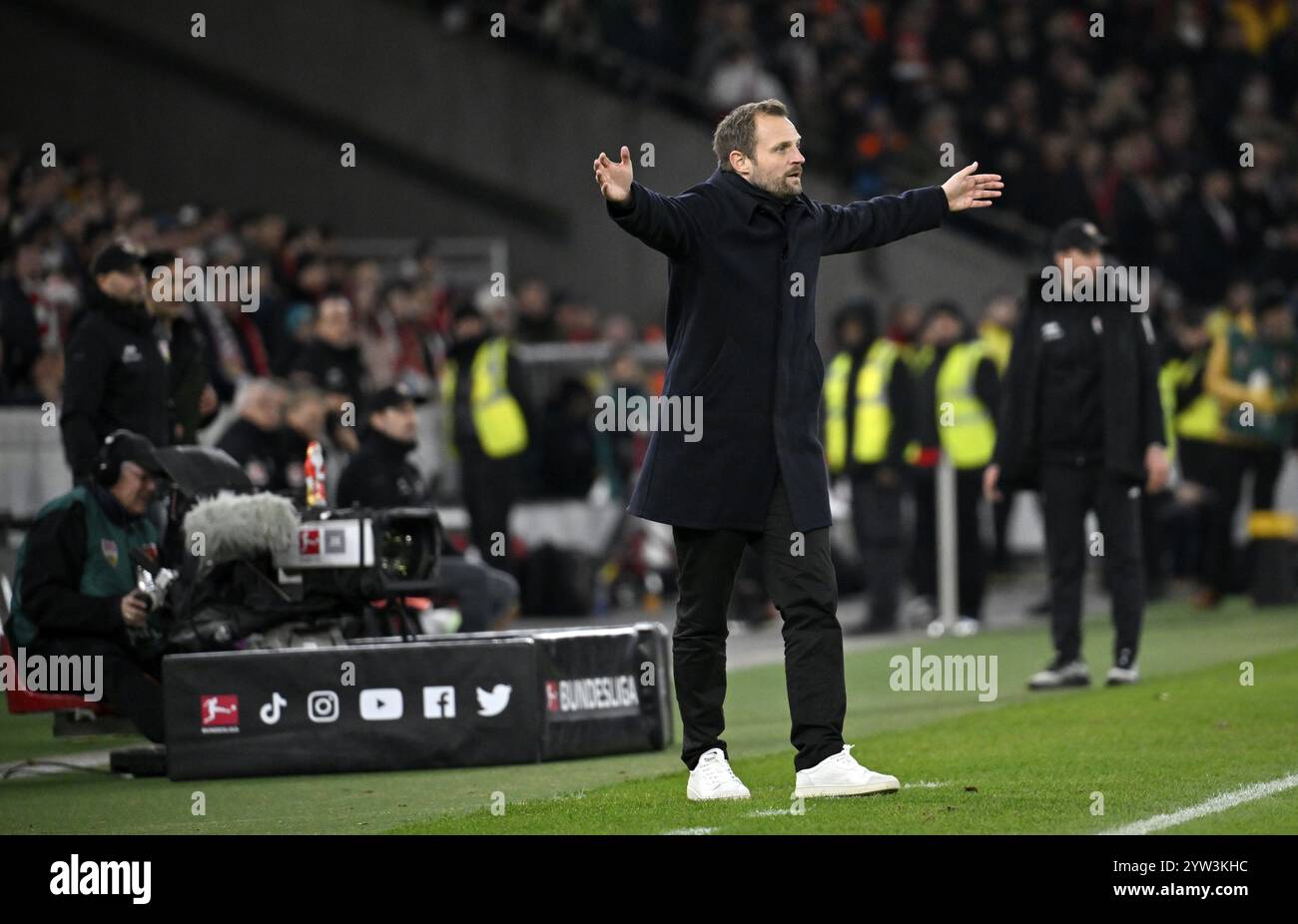 Coach Bo Svensson 1. FC Union Berlin FCU, gesti, gesti, telecamera, MHPArena, MHP Arena Stuttgart, Baden-Wuerttemberg, Germania, Europa Foto Stock