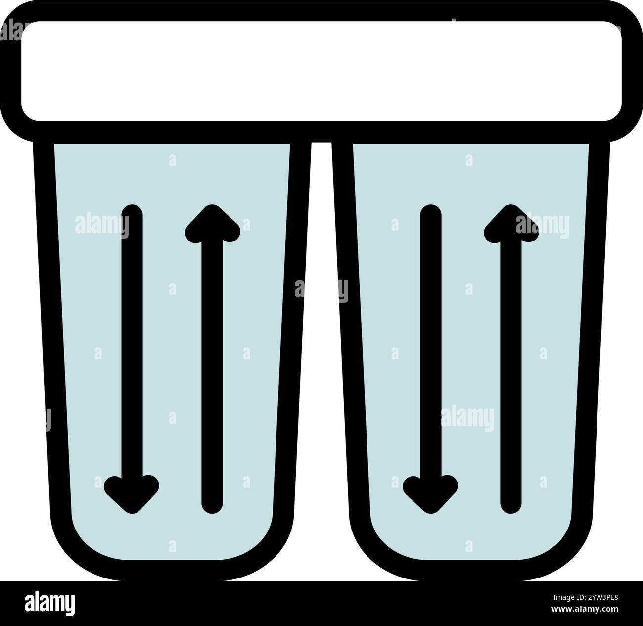 Icona del colore del trattamento dell'acqua. Processo di filtrazione. Osmosi e desalinizzazione. Acqua potabile. Illustrazioni vettoriali isolate. Simbolo personalizzabile. Illustrazione Vettoriale