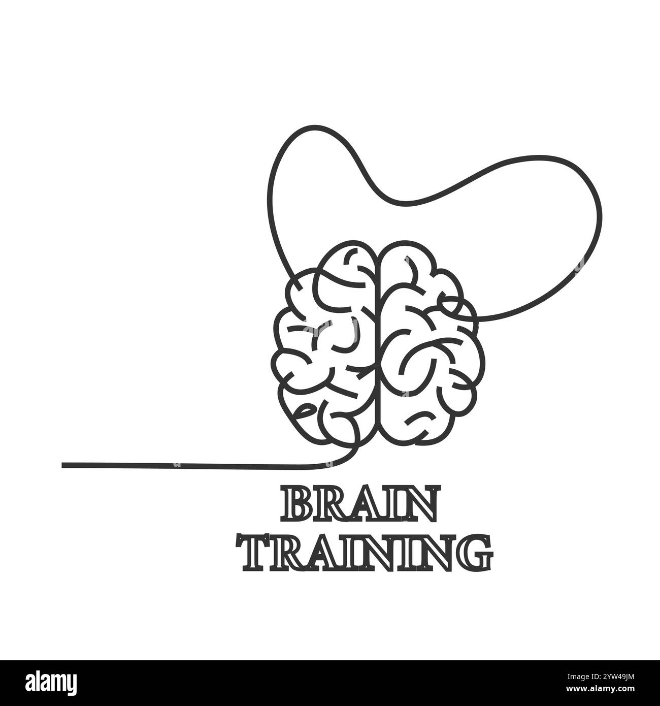 brain outline logo art icona vettoriale design inspiration logo simple Illustrazione Vettoriale