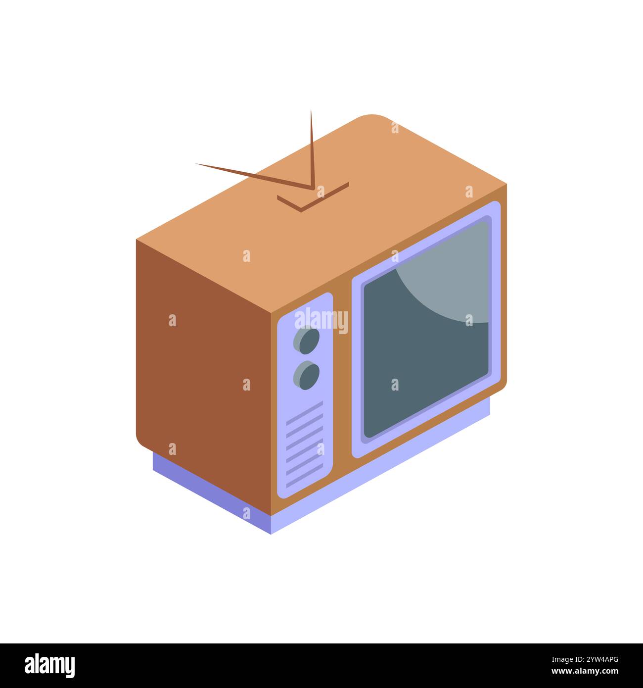 L'elemento di design vettoriale delle icone della televisione isometrica consente di modellare un concetto semplice e moderno Foto Stock