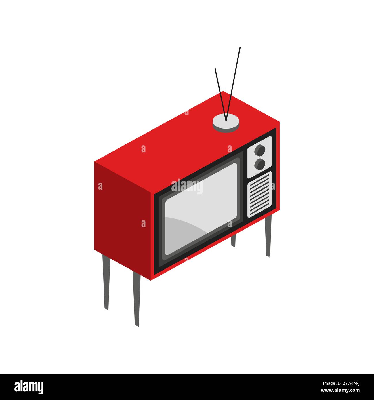L'elemento di design vettoriale delle icone della televisione isometrica consente di modellare un concetto semplice e moderno Foto Stock