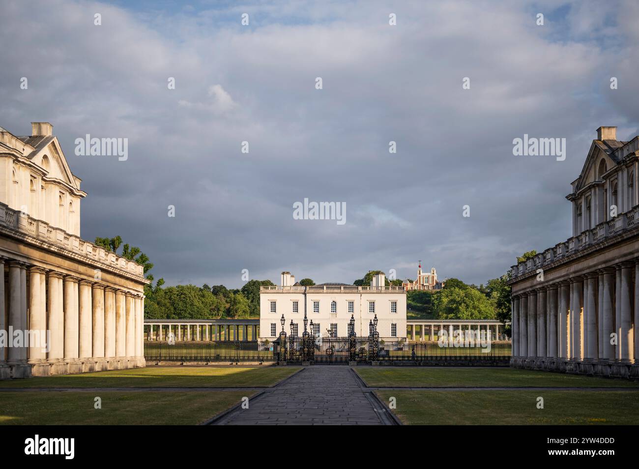 Vista dell'Old Royal Naval College (sito patrimonio dell'umanità dell'UNESCO) Greenwich, Londra, Regno Unito Foto Stock
