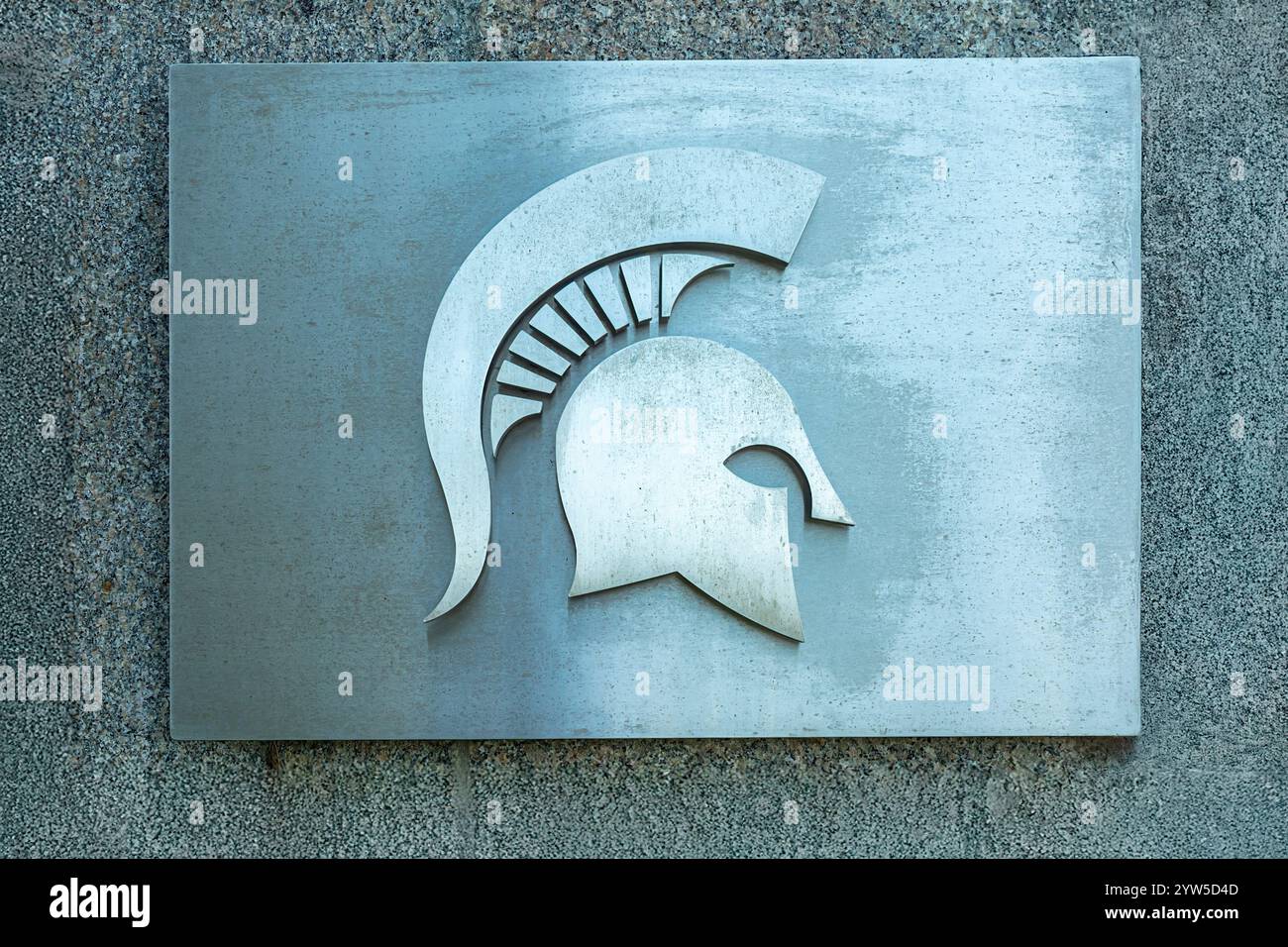 EAST LANSING, Michigan, USA, 19 SETTEMBRE 2024: Logo Spartan nel campus della Michigan State University. Foto Stock