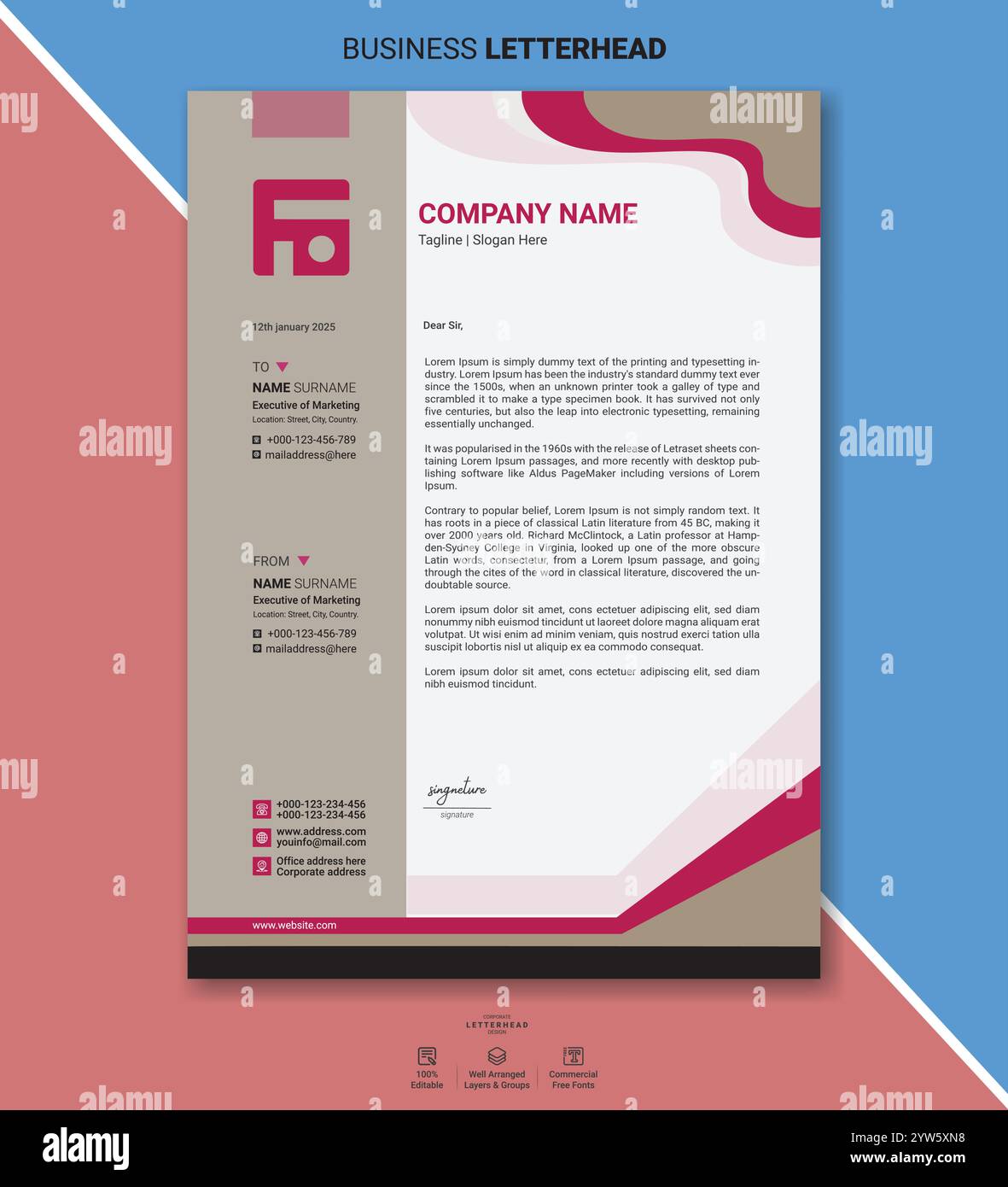 Moderno pacchetto di modelli di carta intestata aziendale con design astratti minimali layout puliti branding professionale e documenti aziendali pronti per la stampa Illustrazione Vettoriale