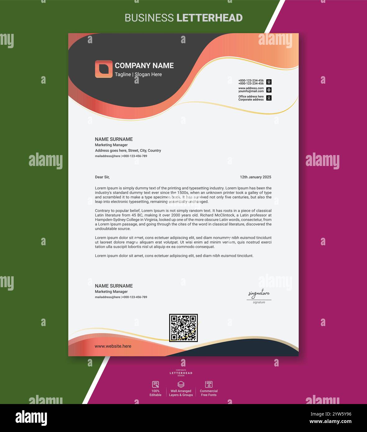 Moderno pacchetto di modelli di carta intestata aziendale con design astratti minimali layout puliti branding professionale e documenti aziendali pronti per la stampa Illustrazione Vettoriale