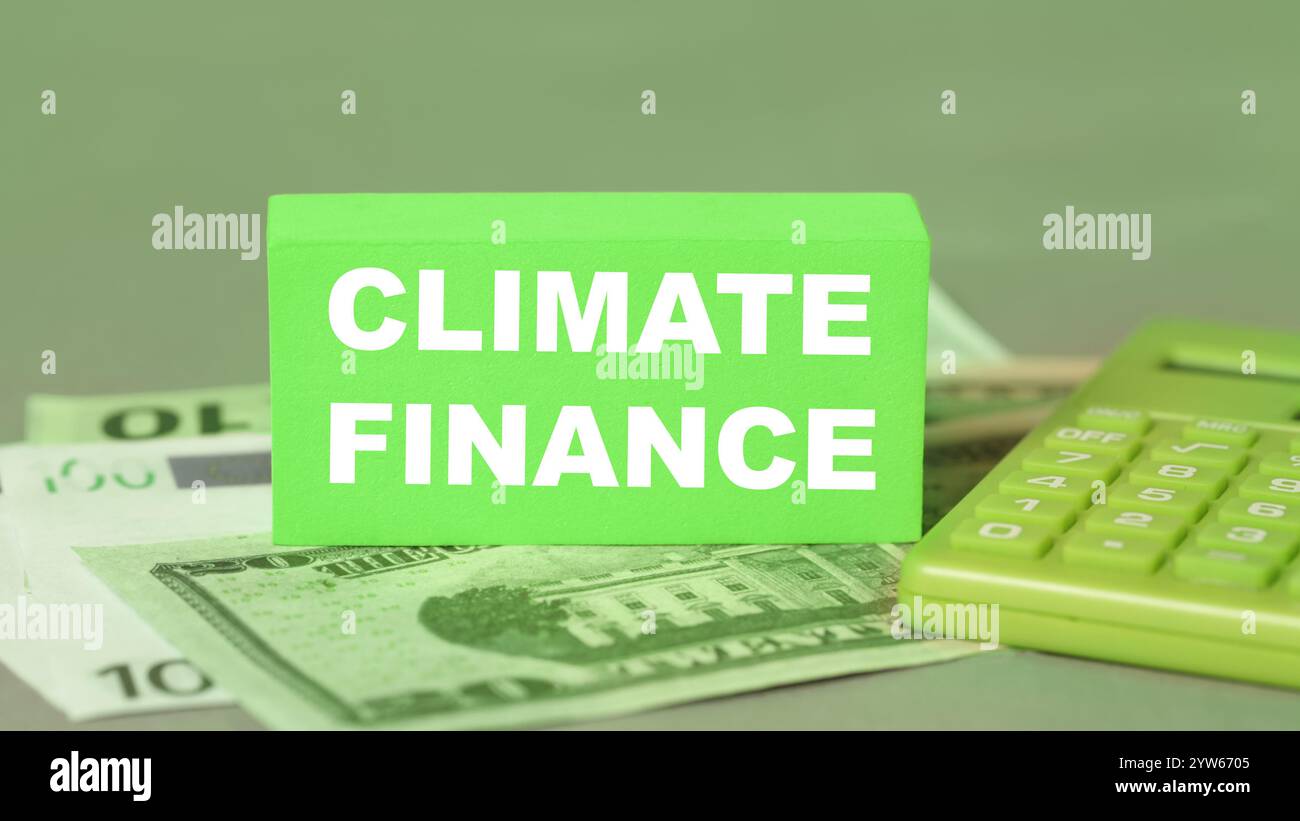 Finanza climatica, finanza verde , prestiti, sovvenzioni o stanziamenti di bilancio nazionali per la mitigazione dei cambiamenti climatici, l'adattamento o la resilienza. De. Sostenibile Foto Stock