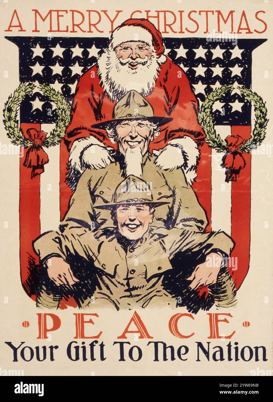 Poster natalizio della prima guerra mondiale del 1917. Pace. Il tuo regalo alla Nazione. Buon Natale. Foto Stock